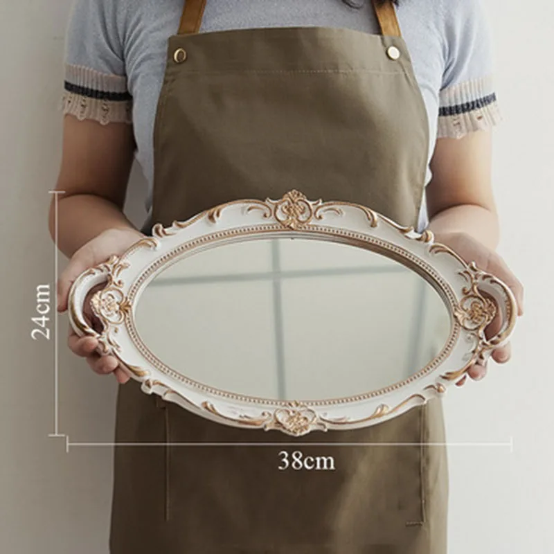 Plates Cake Stand Nordic Binaural Glass Mirror Gold Storage Tray Photo Props Nоднос Nля Nекора Tарелка 디저트접시 Table