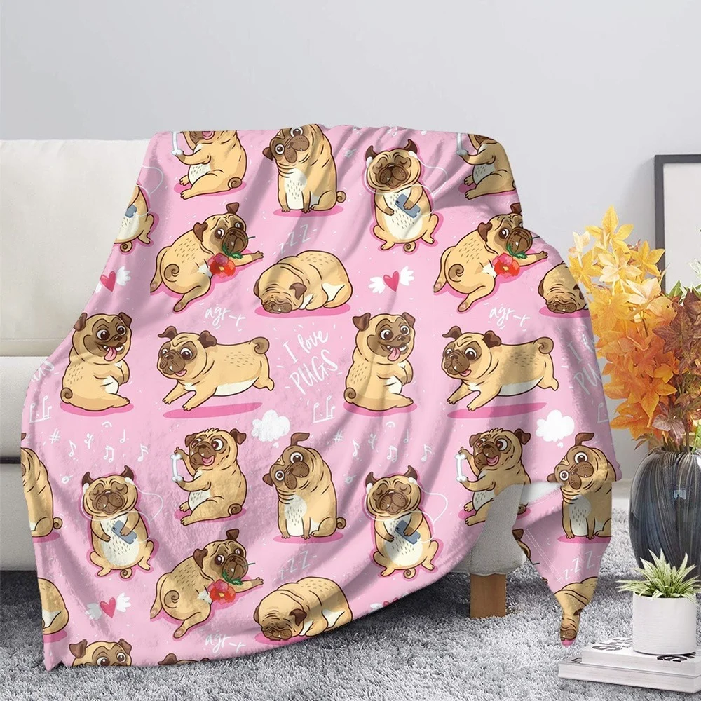 

CLOOCL Animals Print Flannel Blankets I Love Pugs 3D Print Throw Blanket For Beds Sofa Nap Knee Keep Warm Quilt
