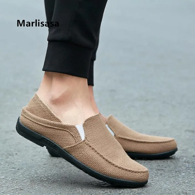 Туфли мужские легкие Нескользящие повседневные холщовые туфли без застежки для
