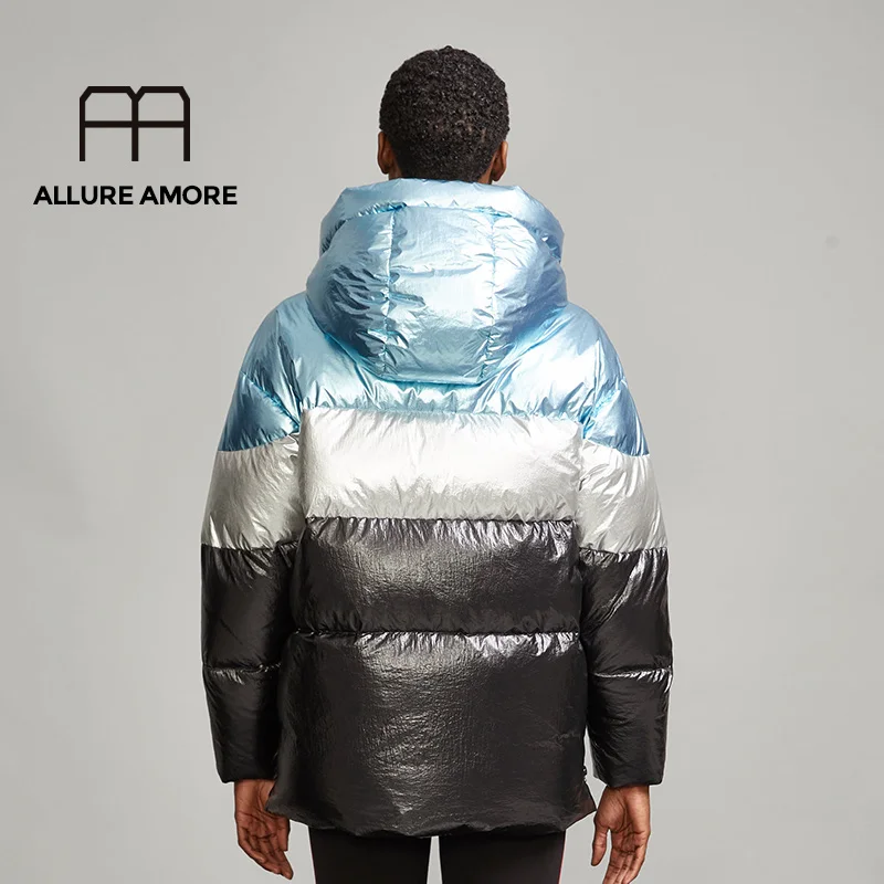 Allure Amore, новинка, Женское пальто, большой размер, свободный, толстый, теплый пуховик, высокое качество, белый утиный пух,, популярные модели