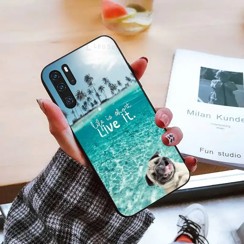 

Pug French Bulldog beach sunset Phone Case For Huawei honor Mate mate P 10 9X 10i 20 30 40 y7 pro p smart 2019 lite