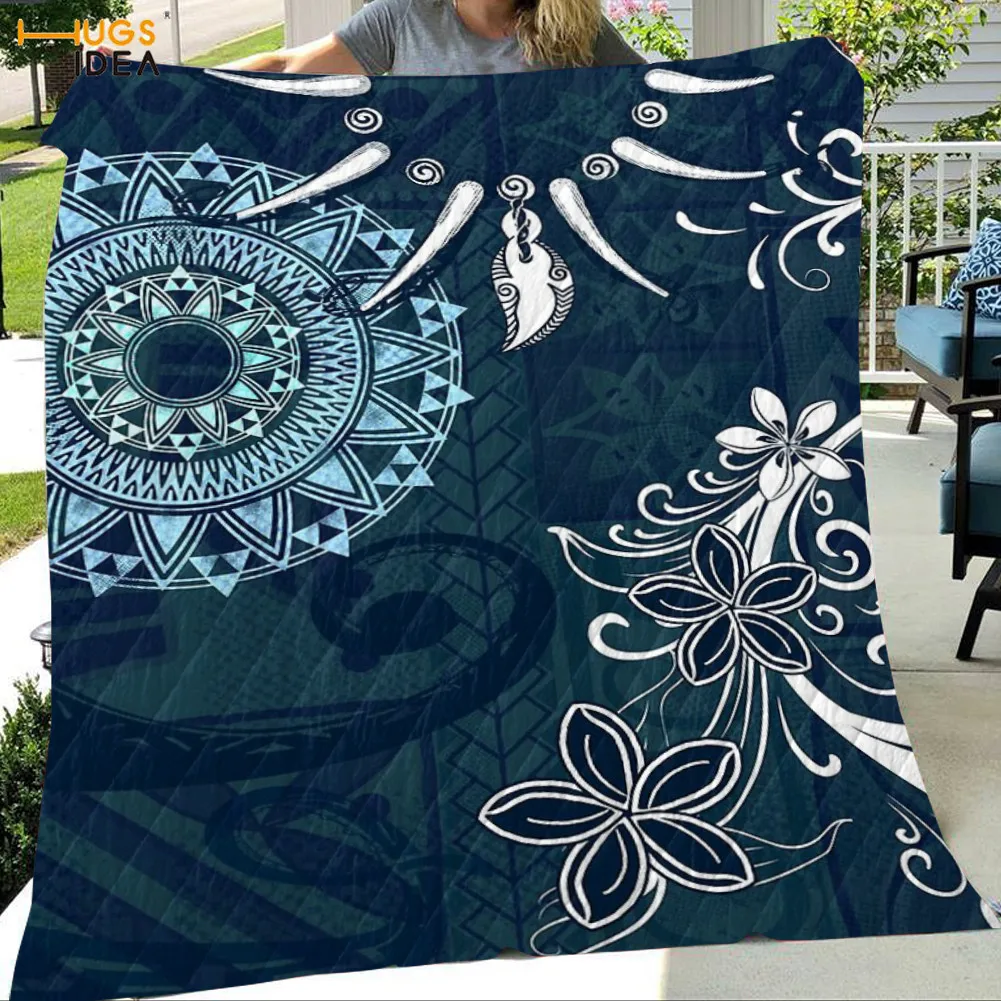 

HUGSIDEA Самоанская в гавайском стиле Племенной принт гибискуса домашная кровать Стёганое одеяло всесезонные кондиционер теплый Одеяло моющи...