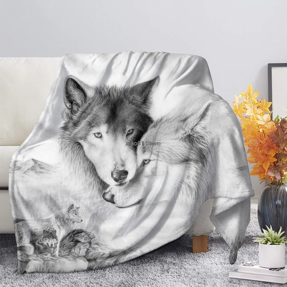 

Cool Wolf Fleece Throw Blanket Plush 3D Printed for Adults Kids Sofa Sherpa Fleece Bedspread Wrap Blanket Thin Quilt