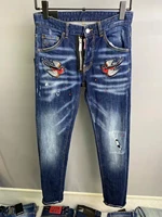 fall 2021 new dsquared2 mens ripped and worn out paint trendy fashion jeans streetwear men 9802