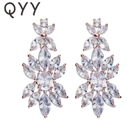 qyy fashion cubic zirconia water drop earrings for women accessories rose gold bridal wedding earring party jewelry gifts