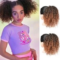 afro curly chignon wig drawstring short afro kinky ponytail clip in on synthetic hair bun hair pieces for african american