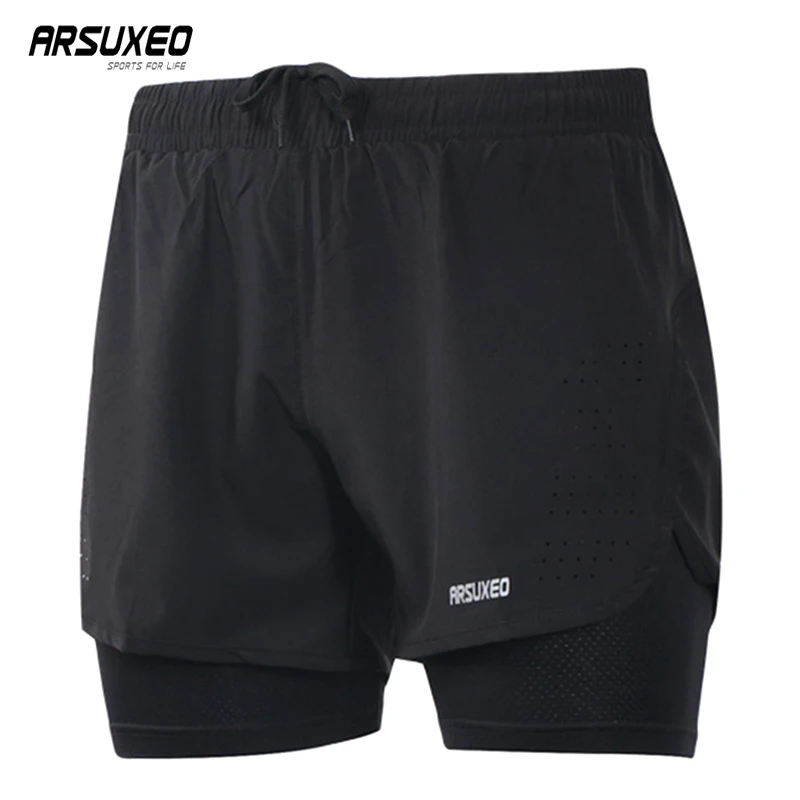 

ARSUXEO Men Cycling Shorts Quick Drying Bicycle Shorts Breathable Fitness Sports Sweatpants With Pocket Loose MTB Shorts