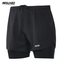 arsuxeo men cycling shorts quick drying bicycle shorts breathable fitness sports sweatpants with pocket loose mtb shorts