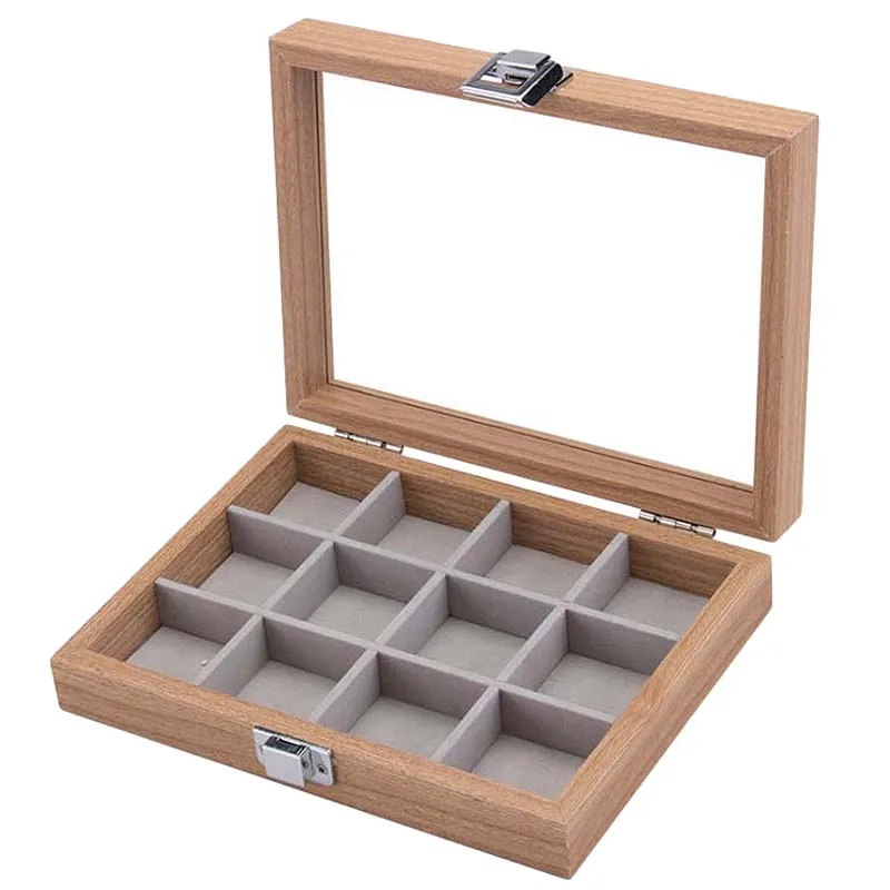 

12 ячеек коробка для хранения ювелирных изделий счетчик кольцо ожерелье коробка дисплея ювелирных изделий Коробка для хранения