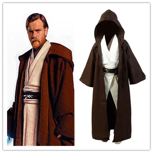 Movie Star Cosplay Wars Kenobi Jedi Costume Brown Cloak Robe Child Version Full Suit Uniform |