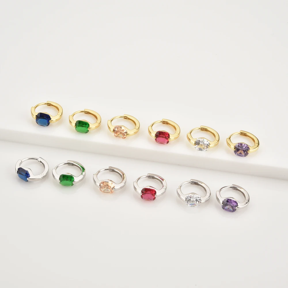 

Kikichicc 925 Sterling Silver Big Green Zircon 6.3mm Luxury Fashion Huggies Hoops Women Piercing Ohrringe Crystal Jewelry