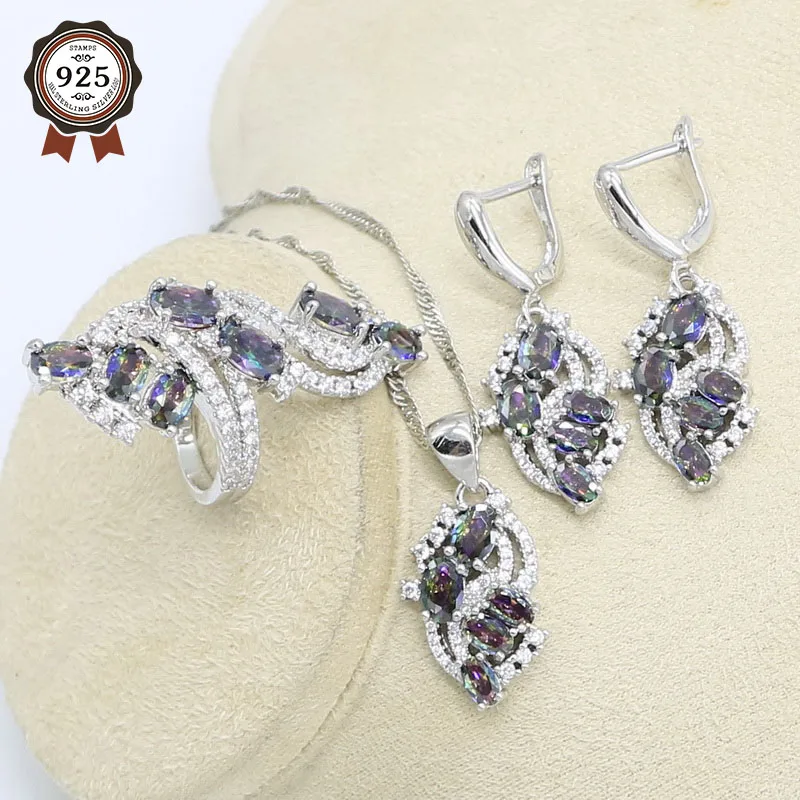 Разноцветные серьги подвески серебряного цвета|Ювелирные наборы для невесты| |