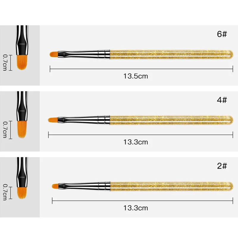 

7Pcs Nail Art Acrylic Poly UV Gel Extension Brush Round Top Coating Painting Pen Flower Drawing Manicure Tool