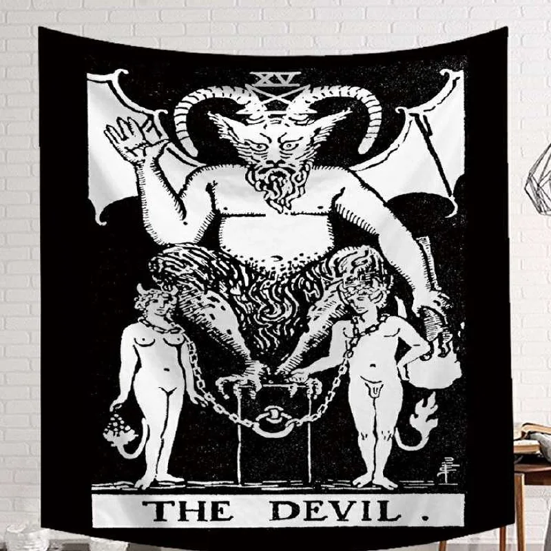 

CAMMITEVER Black White Devil With Wings Classic European Styles Tapestries Beach Tapestry Printing Wall Hanging Art Collection