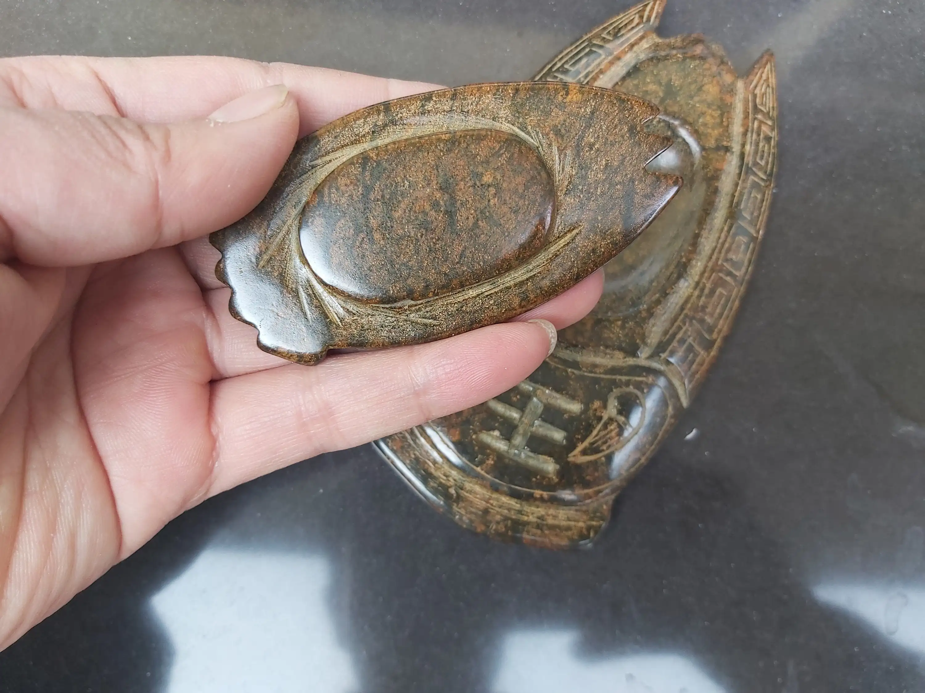 Античная Подвеска метеорит Цикада inkstone Золотой Магнитный нефрит Hongshan Culture | Дом и