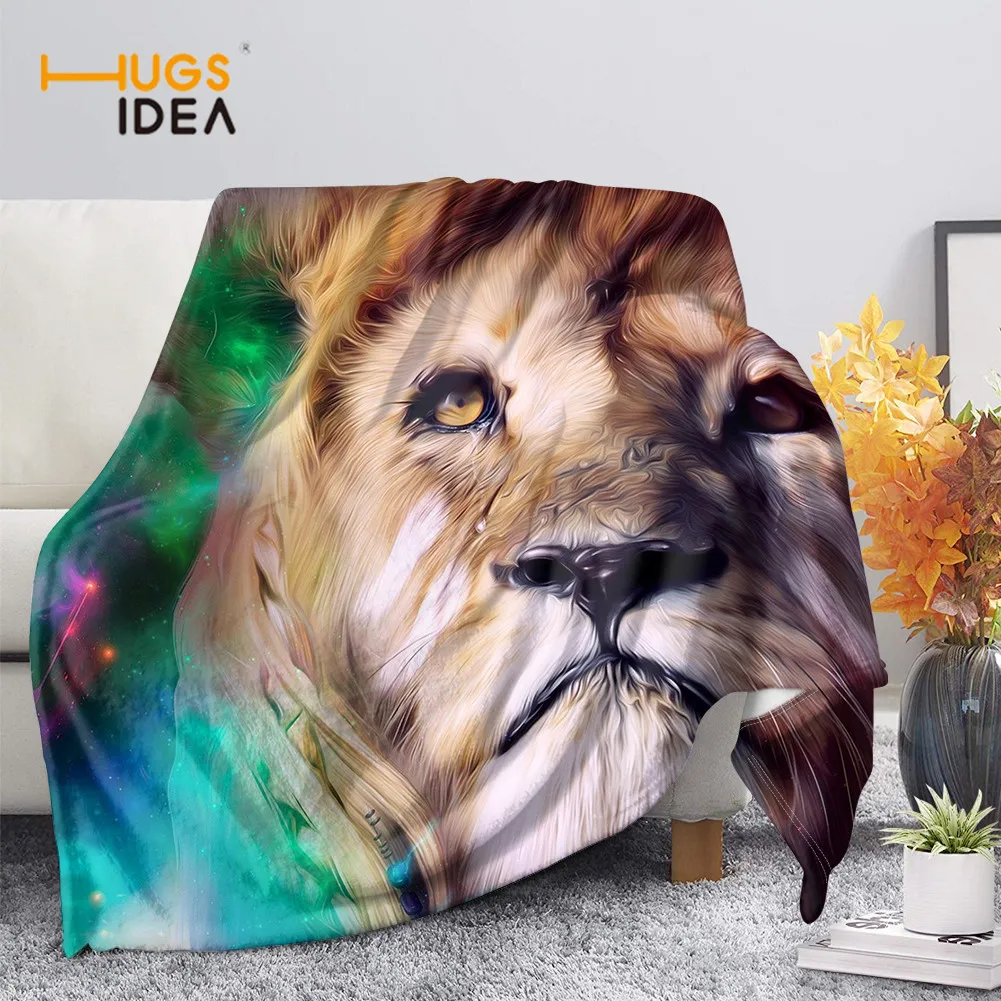 

HUGSIDEA Animal Lion Personalized Print Flecce Throw Blanket Sofa Nap Knee Blankets Spring Autumn Winter Keep Warm Soft Quilt