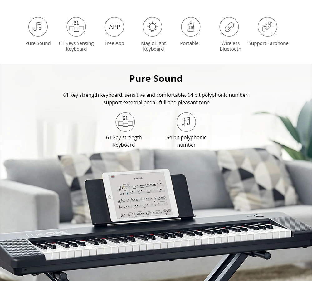 TheONE клавиатура Air 61 Ключ ультра-тонкий и портативный электронный орган Bluetooth подключение от youpin Электрический инструмент