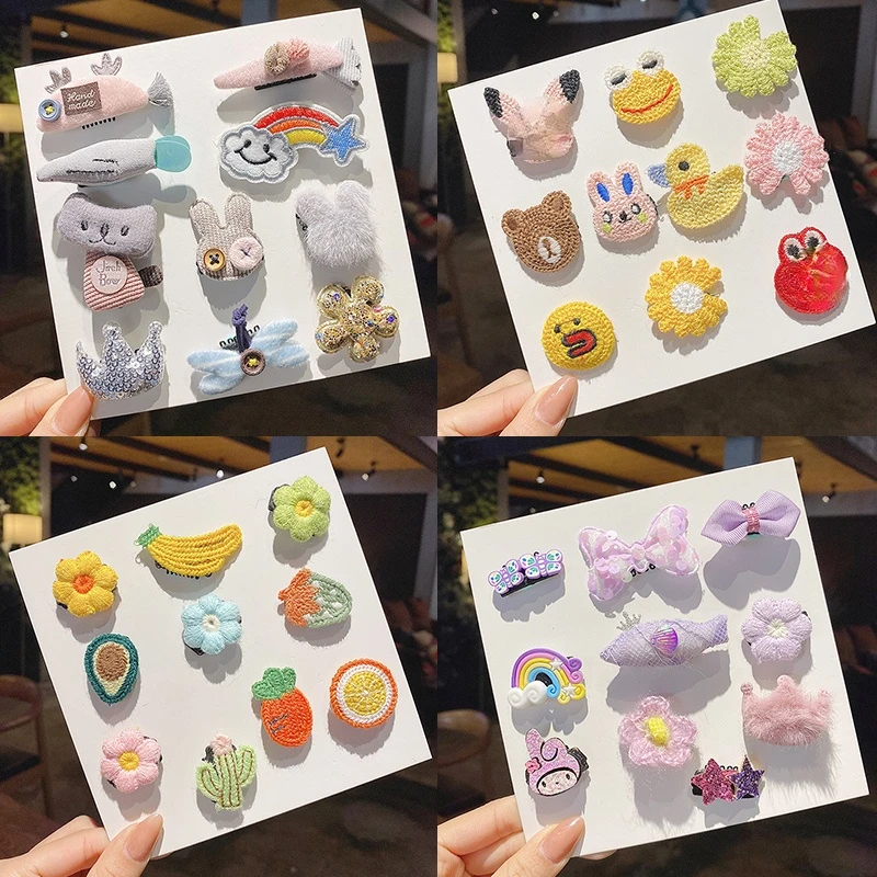 

10 Pcs/Set Children Cute Sweet Cartoon Flower Fruit Barrettes Hairpins Baby Girl Lovely Ornament Hair Clips Kid Hair Accessories