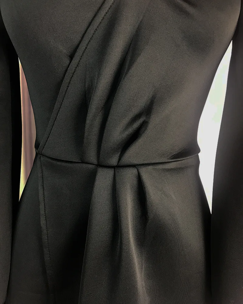 

Black White Pencil Dress Women Lantern Short Sleeve Summer HIgh Slit Dress Ladies Casual Office Workwear Dresses Plus Size Club