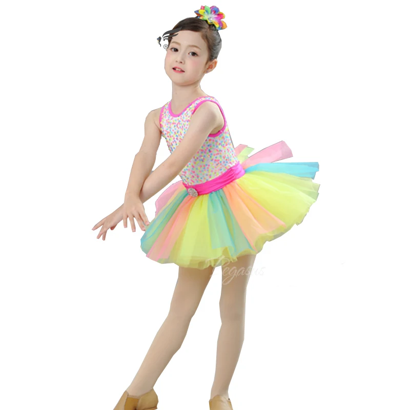 

Tutu Ballet Dress For Girls Ballerina Tulle Costume Shiny Sequins Mesh Splice Ballerina Dress Kids Dancewear DNV13623