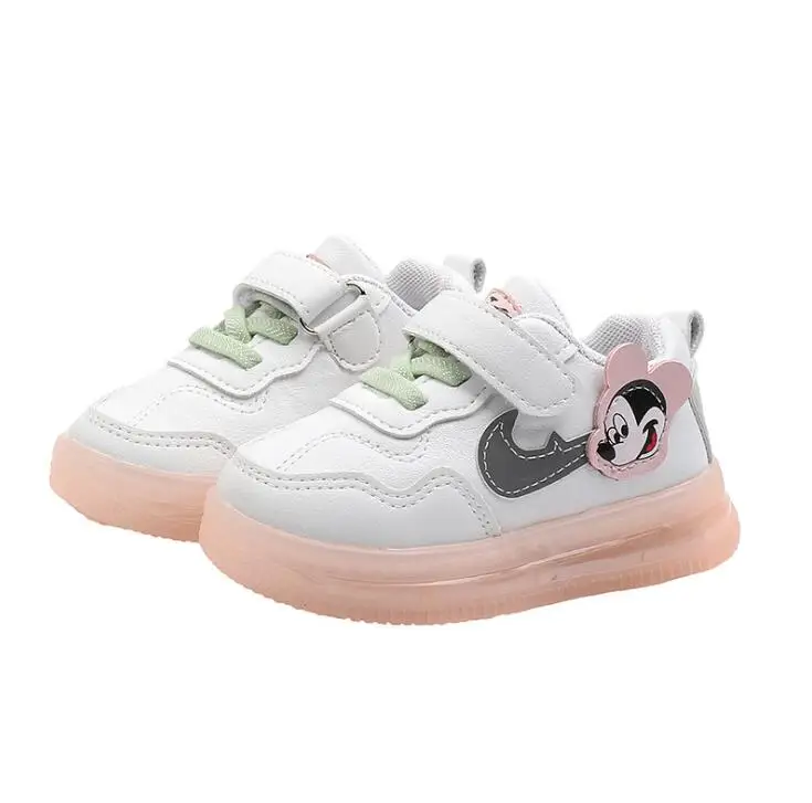 Кроссовки Детские светящиеся Disney обувь для мальчиков и девочек с Микки Маусом