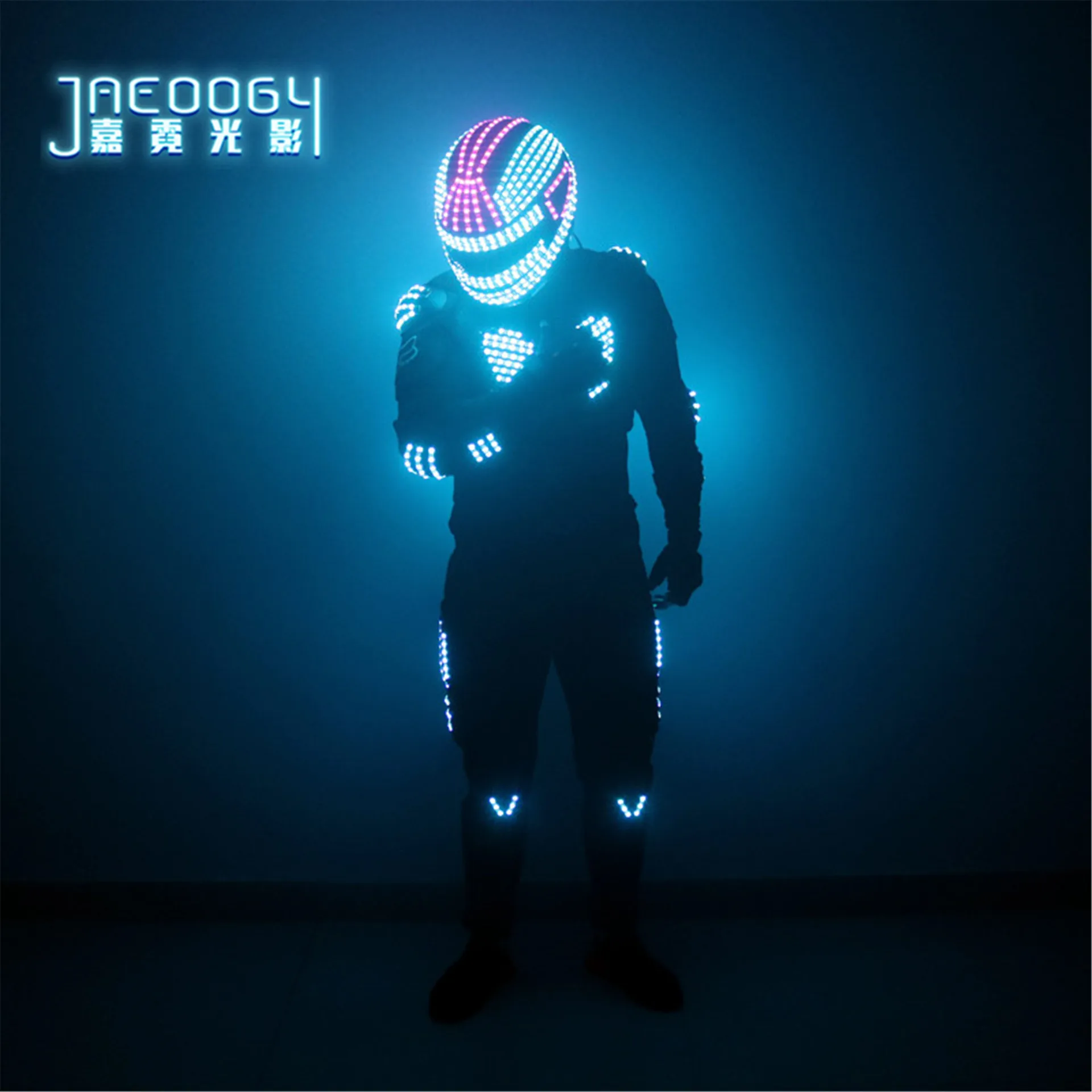 LED robot costume stage RGB glowing jacket dancer wearing cosplay laser gloves nightclub party man lighting up | Дом и сад