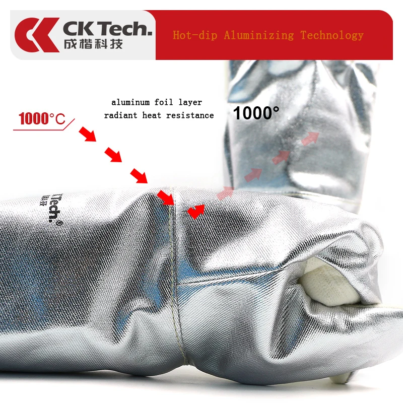 CK Tech. Термостойкие перчатки на 400 градусов изоляционные из алюминиевой фольги огнестойкие Промышленные