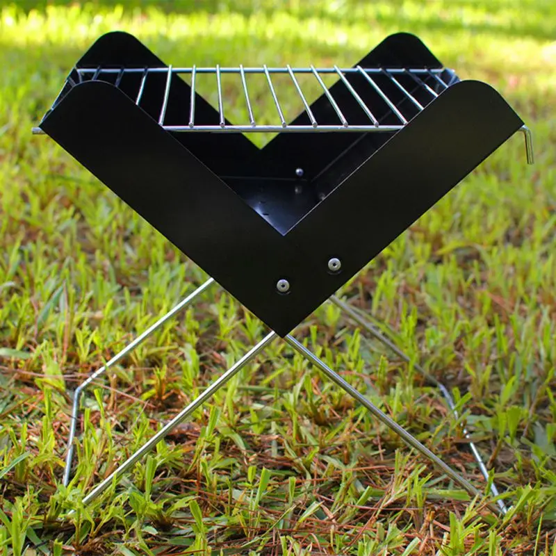

Home Outdoor Portable Stainless Steel BBQ Grill Non-stick Surface Folding Barbecue Grill Party Outdoor Camping Picnic Tool