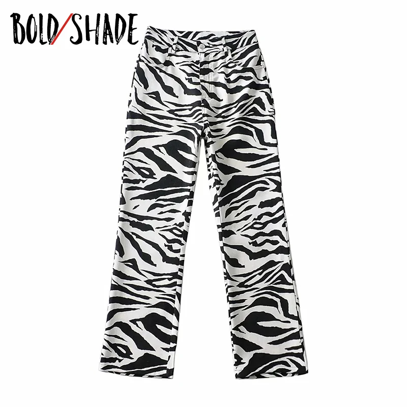 

Bold Shade Streetwear 90s Grunge Trousers Indie Animal Striped Print High Waist Straight Pants Casual Y2K for Teen Girls Pants