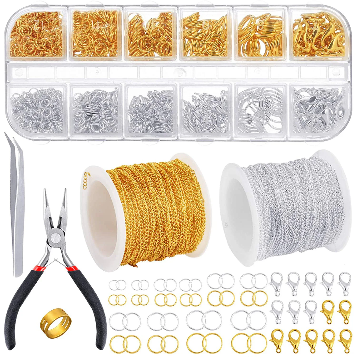 

12 Сетка аксессуары для изготовления украшений своими руками в штучной упаковке ручной работы аксессуары пряжка-Омар цепные плоскогубцы На...