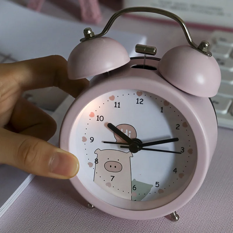 Милые детские часы-будильник с креативными мультяшными животными металлические