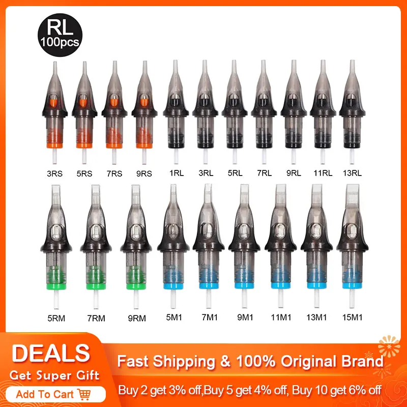 100 шт. картридж игл для татуажа круглая подводка тату роторная машинка ручка