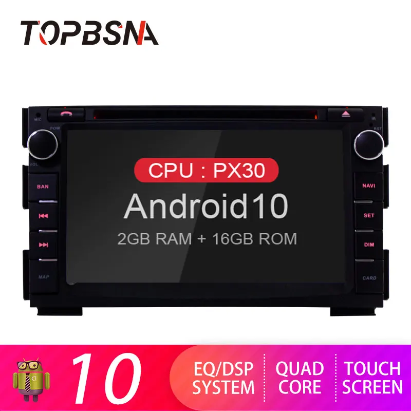 Автомобильный мультимедийный DVD плеер TOPBSNA Android 10 для KIA Ceed 2009 2012 GPS навигация 2 din