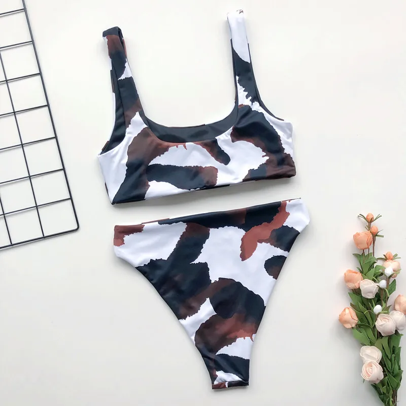 Для женщин купальный костюм с принтом коровы бюстгальтер вкладышами пуш ап