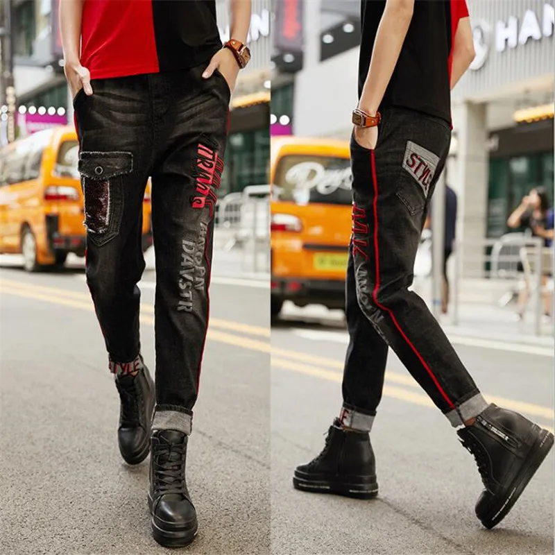 Женские шаровары с блестками тонкие свободные брюки размера плюс принтом букв и