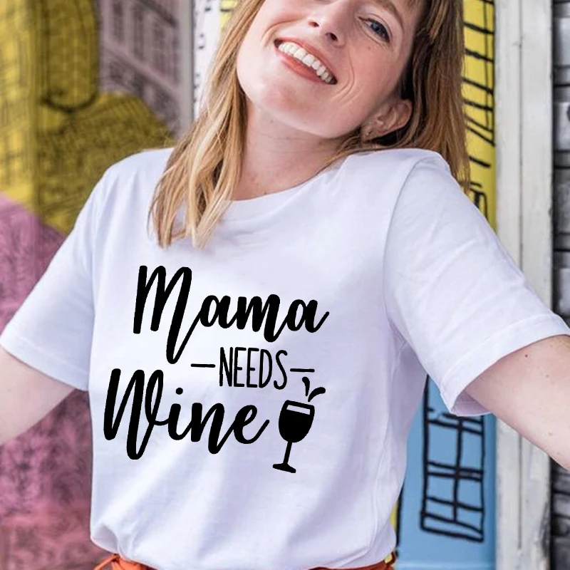 

2021 Новый I Love Mama нужно вино печатных женщин Harajuku футболка с изображением якоря футболка с короткими рукавами и О-образным вырезом Футболка м...