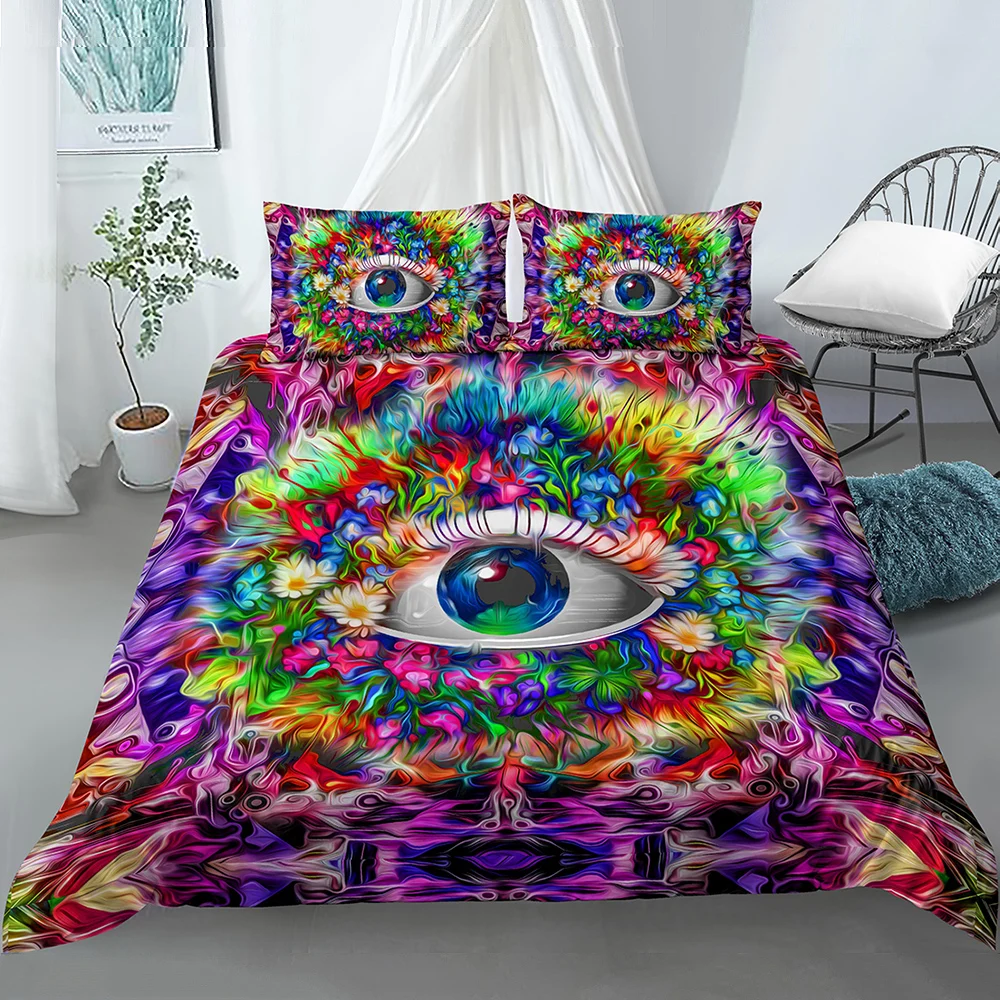 Одеяло с рисунком глаз Trippy 2/3 шт. наборы красочных постельных принадлежностей 3D