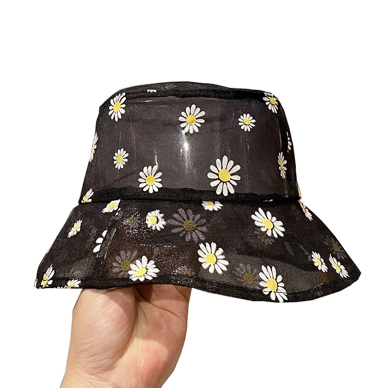 Женские летние шляпы с цветочной вышивкой Daisies Пляжная прозрачная шляпа в виде