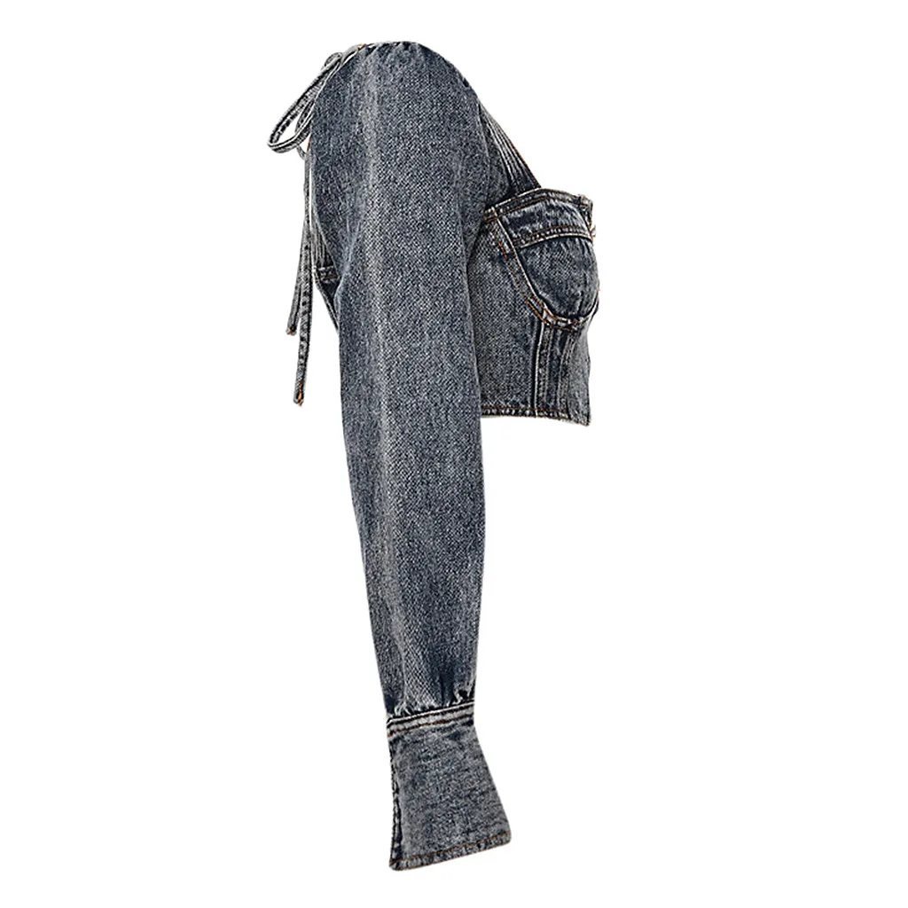 Женская Джинсовая блузка на молнии модная Зимняя Блузка с длинным рукавом и