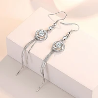 kofsac elegant womens 925 sterling silver earrings jewelry zircon spiral round long tassel drop earring lady party accessories