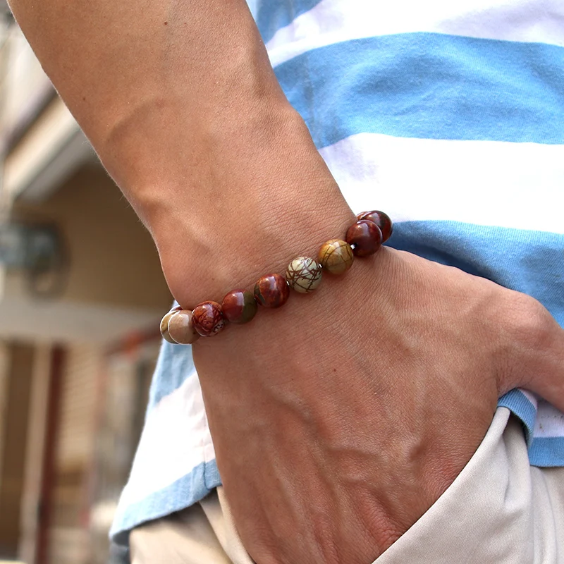 Diffone 8 мм браслеты из бисера для мужчин женщин настоящий натуральный опал Пикассо