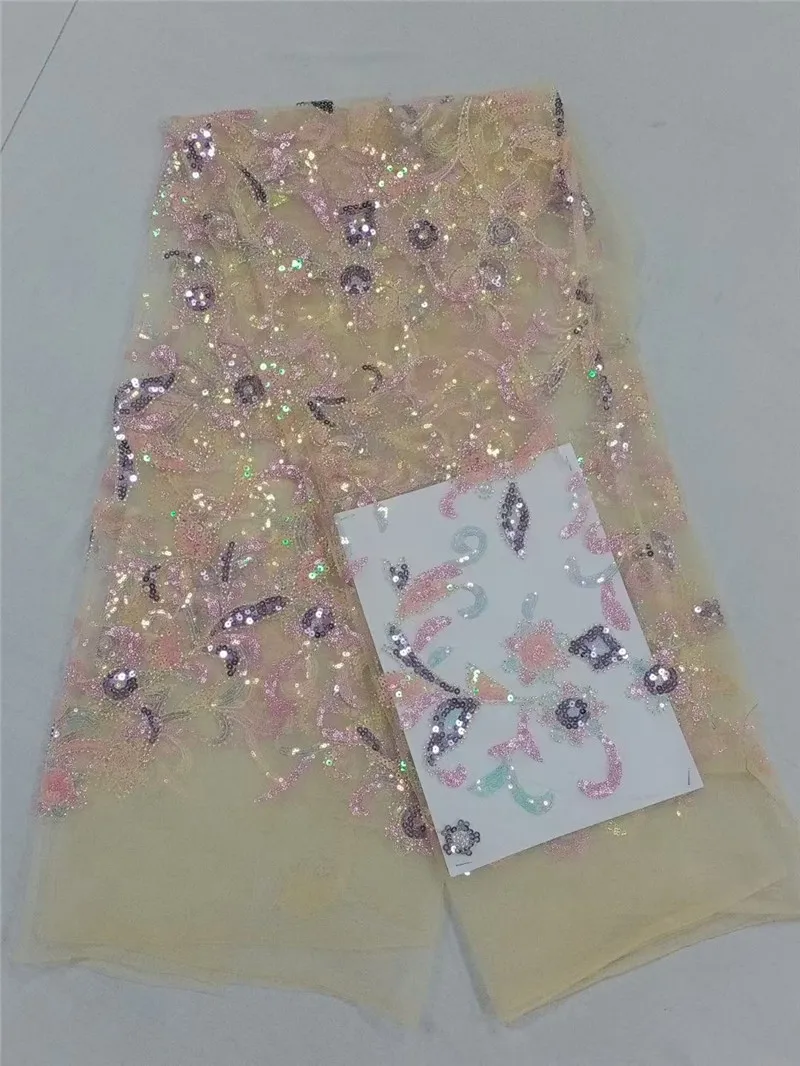 

Classic Sequins Lace Fabric 2021 High Quality French Lace Fabirc 5yards Nigerian Party Dress fabric NI4971-1