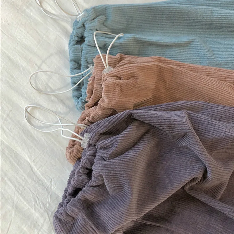 

Casual Pants Women Drawstring Pure Color Students Korean Style Stylish Mujer De Moda Teens Baggy Trouser Simple Aesthetic Female