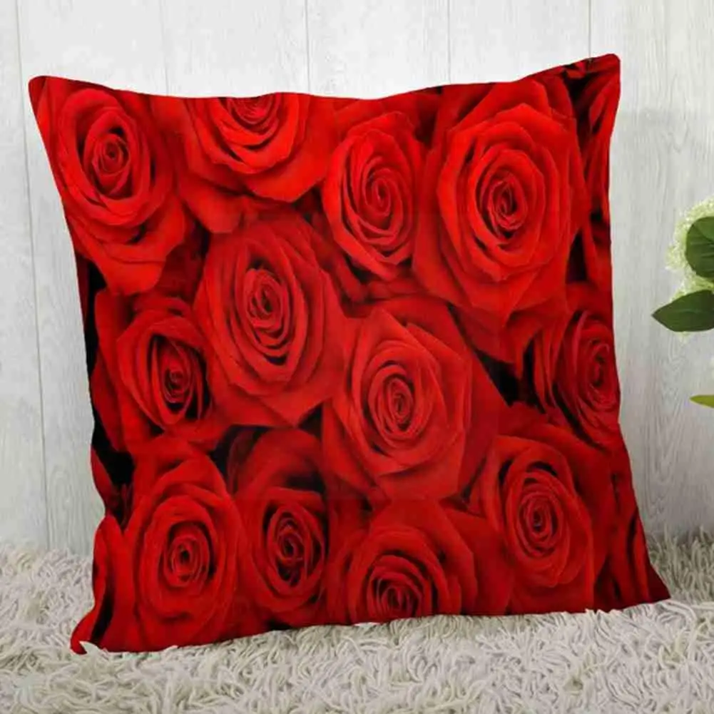 

Flower Rose Floral Romance Home Pillow Case Cushion Family Party Chair Gift Office Nap Seat Car Decor Cover Sofa Cartoon We Q4M7