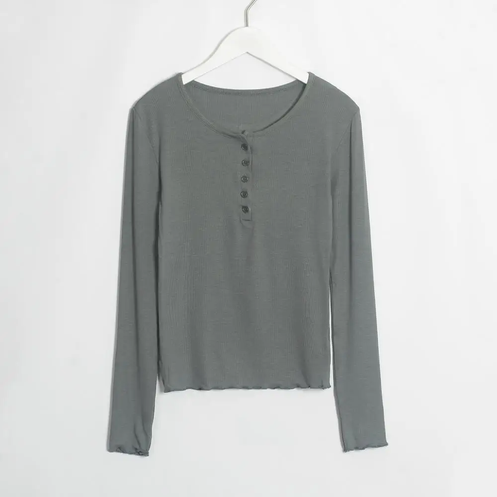 Женские мягкие футболки Wixra тонкие с длинными рукавами и круглым вырезом базовые