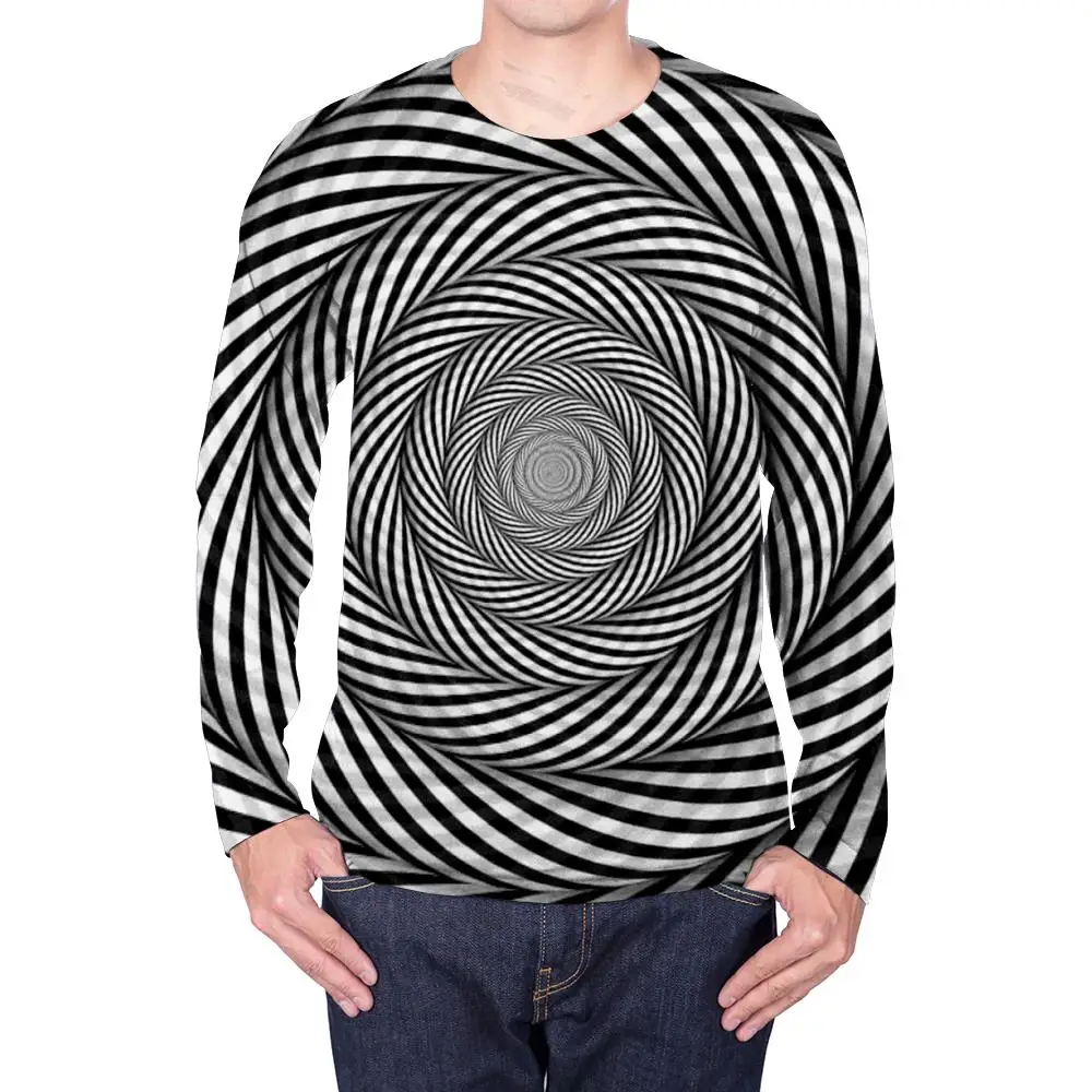 

Мужская летняя футболка KYKU, летняя футболка с длинным рукавом, с геометрическим рисунком