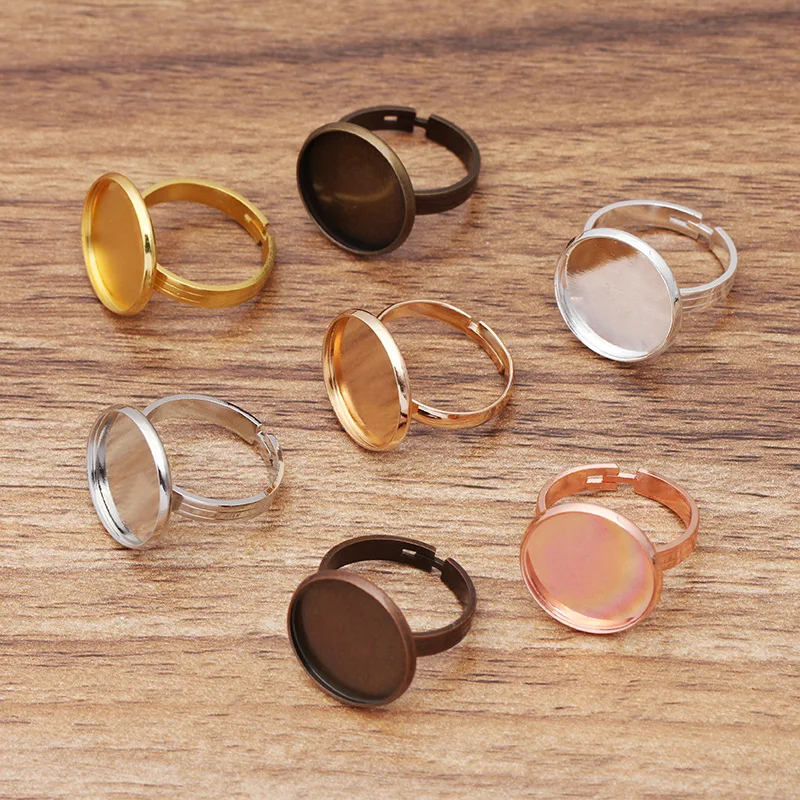 10pcs Adjustable Blank Ring Base Accessories Fit 10mm-20mm Glass Cabochons Cameo Settings DIY Jewelry Findings | Украшения и