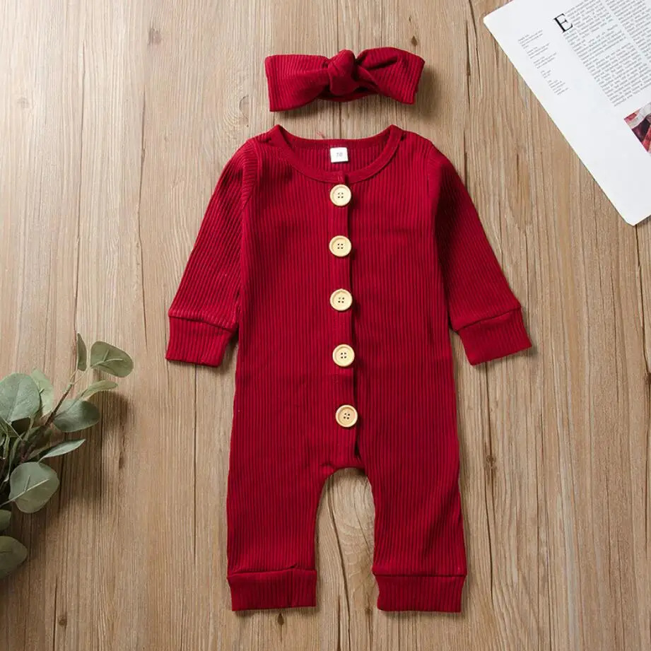 

Toddler Baby Girls Clothes Cotton Long sleeve Romper Jumpsuit Headband Autumn Winter Outfits Girl Clothes Set 0-2Y