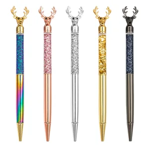 1 шт. креативная металлическая шариковая ручка с головой медведя, модный Рождественский подарок, практичная деловая канцелярская кристальная ручка для подписи