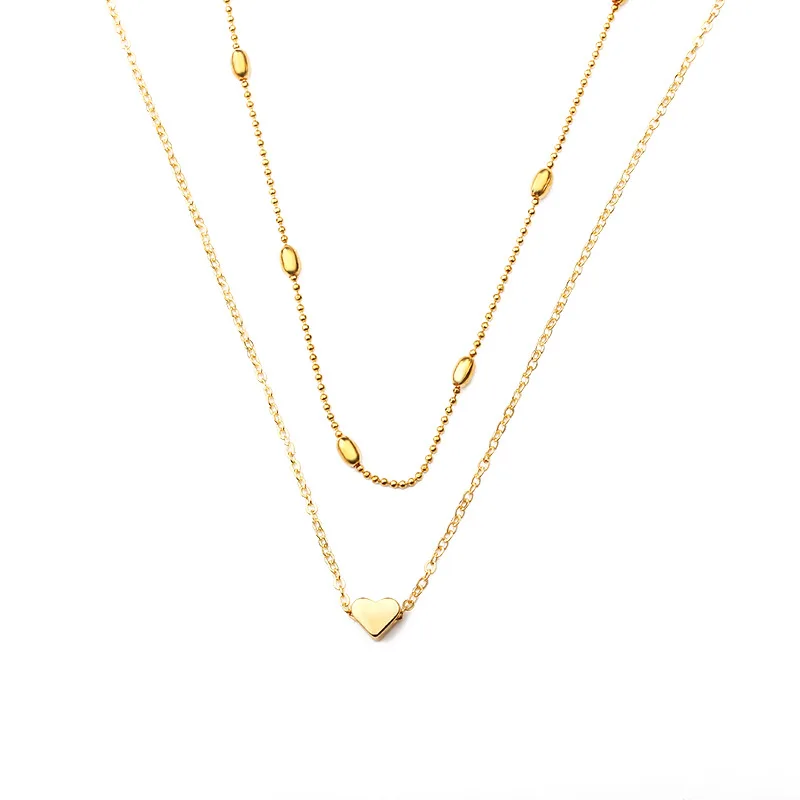 

100pcs/lot new European and American fashion double necklace foreign trade jewelry original single love pendant necklace